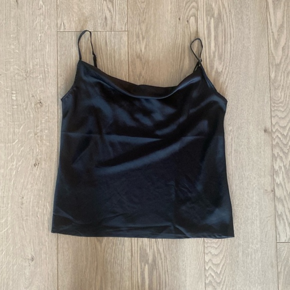 Elegant Black Satin Cowl Neck Camisole